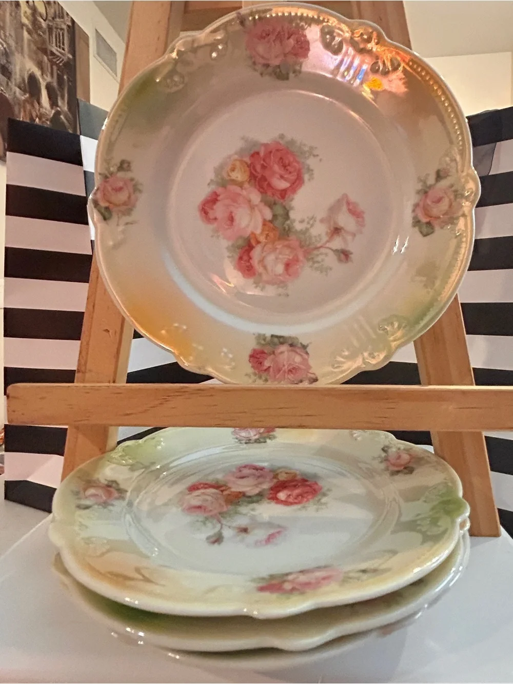 1 Replacement Schumann Bavaria Antique Airbrushed Ombré Luster Rim Small Plate